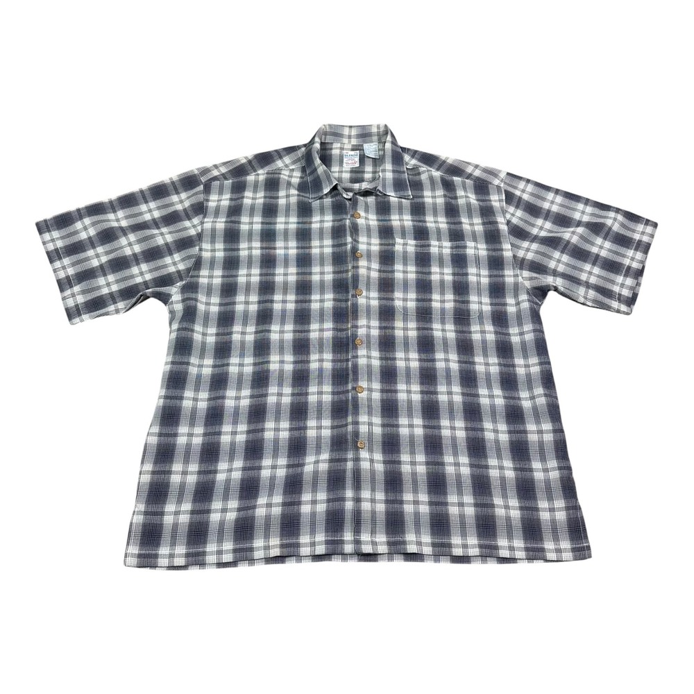 Vintage Silenzio Striped Casual Short Sleeve Button Up Shirt Men's XL Oversized